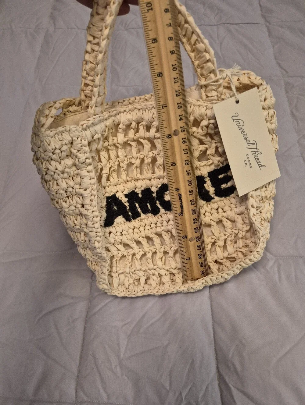 NWT Universal Thread Cream Colored Raffia Crocheted Bag